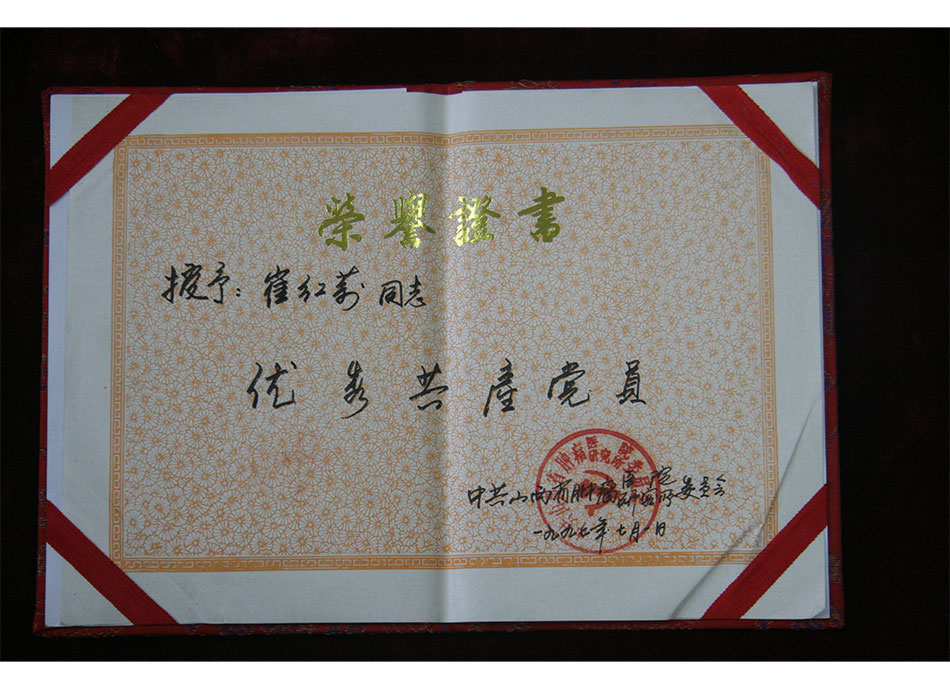院级个人荣誉1997年7月1日崔红莉获#共产党员